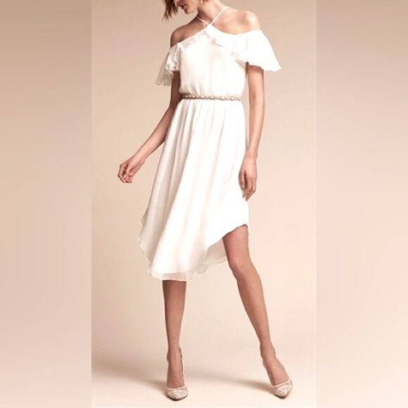 BHLDN Miller Silk Bridal Reception Party Dress - Picture 1 of 14